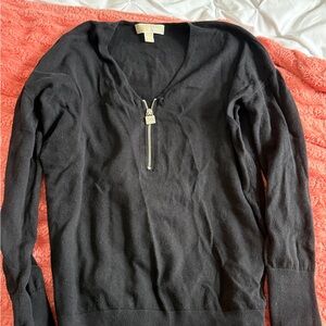 Michael Kors Black Zip-Up Sweater